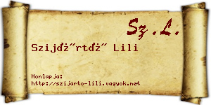 Szijártó Lili névjegykártya